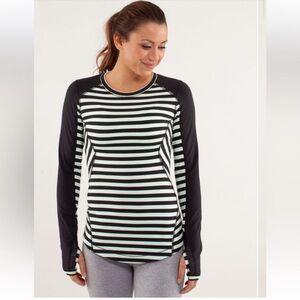 Lululemon Run Reflect long sleeve sea Striped mint moment black sweatshirt